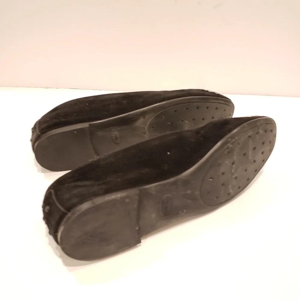 Tod's women's shoes flats Black Suede Studded Smoking Slippers Size 39 silver - Picture 7 of 7